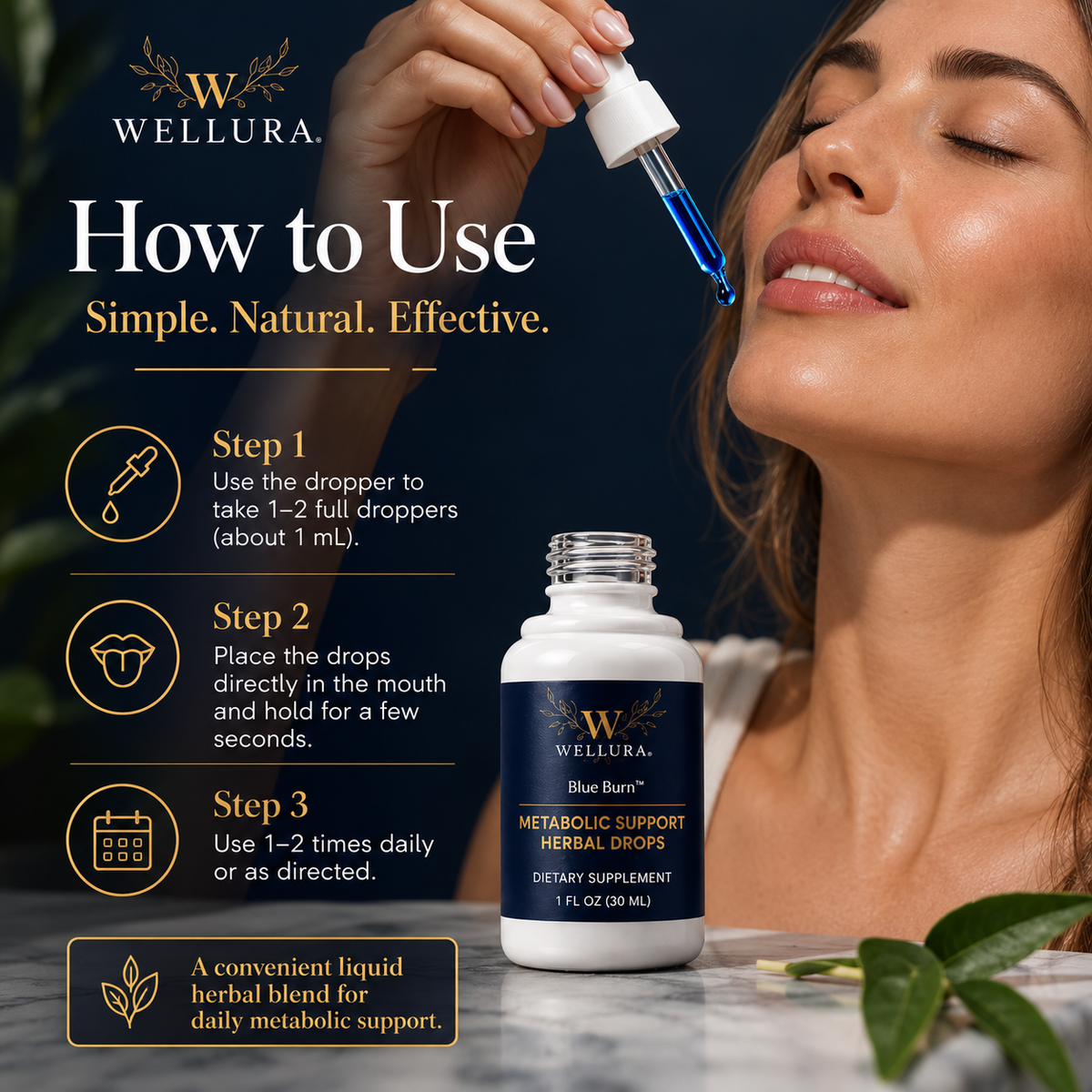 Wellura Blue Burn Liquid Supplement, 30ml