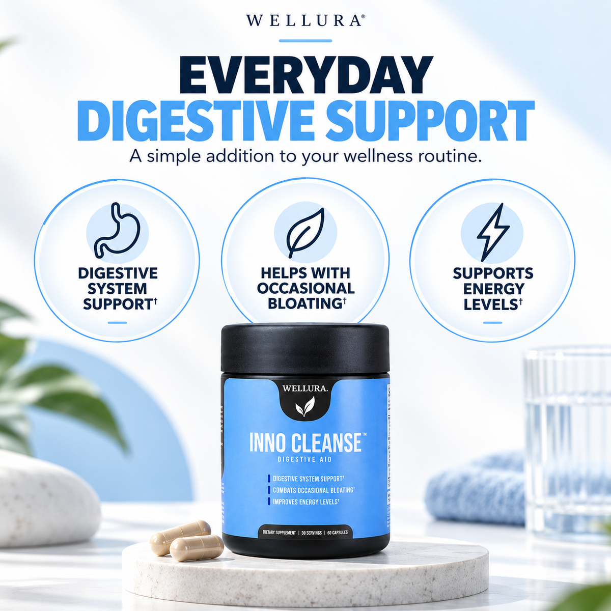 Wellura Inno Cleanse – 14-Day Natural Gut Detox, Gluten-Free Digestive Support Supplement